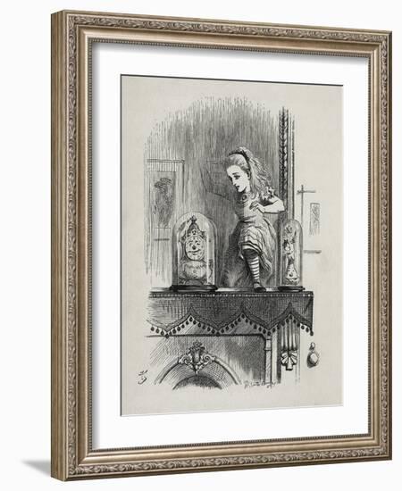 Alice Traversing the Mirror - in “” Alice's Adventures in Wonderland and through the Looking Glass”-John Tenniel-Framed Giclee Print