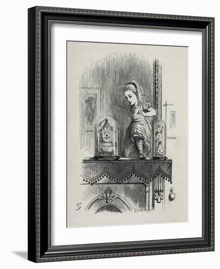 Alice Traversing the Mirror - in “” Alice's Adventures in Wonderland and through the Looking Glass”-John Tenniel-Framed Giclee Print