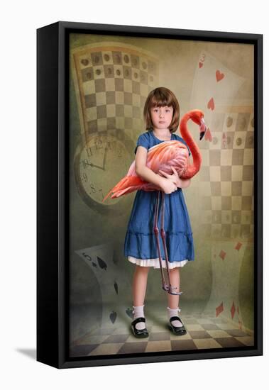 Alice Trying to Play Croquet with Flamingo-egal-Framed Premier Image Canvas