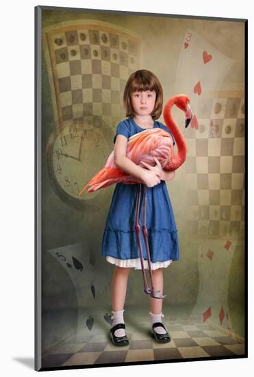 Alice Trying to Play Croquet with Flamingo-egal-Mounted Photographic Print