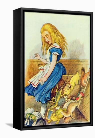 Alice Upsets the Jury-Box, Illustration from Alice in Wonderland by Lewis Carroll-John Tenniel-Framed Premier Image Canvas