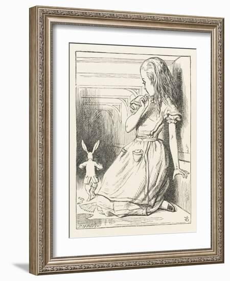 Alice Watches the White Rabbit Disappear Down the Hallway-John Tenniel-Framed Photographic Print