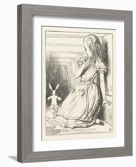 Alice Watches the White Rabbit Disappear Down the Hallway-John Tenniel-Framed Photographic Print