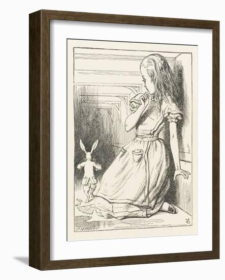 Alice Watches the White Rabbit Disappear Down the Hallway-John Tenniel-Framed Photographic Print