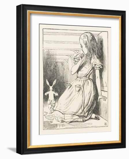 Alice Watches the White Rabbit Disappear Down the Hallway-John Tenniel-Framed Photographic Print