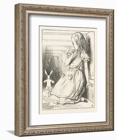 Alice Watches the White Rabbit Disappear Down the Hallway-John Tenniel-Framed Premium Photographic Print