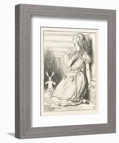 Alice Watches the White Rabbit Disappear Down the Hallway-John Tenniel-Framed Premium Photographic Print