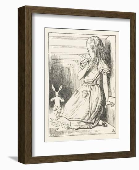 Alice Watches the White Rabbit Disappear Down the Hallway-John Tenniel-Framed Premium Photographic Print