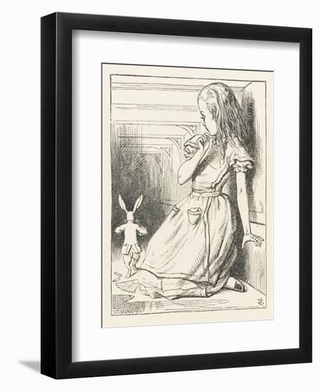 Alice Watches the White Rabbit Disappear Down the Hallway-John Tenniel-Framed Premium Photographic Print