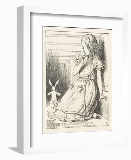 Alice Watches the White Rabbit Disappear Down the Hallway-John Tenniel-Framed Premium Photographic Print