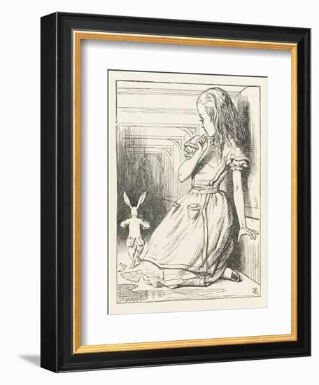 Alice Watches the White Rabbit Disappear Down the Hallway-John Tenniel-Framed Premium Photographic Print