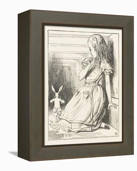 Alice Watches the White Rabbit Disappear Down the Hallway-John Tenniel-Framed Premier Image Canvas