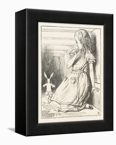 Alice Watches the White Rabbit Disappear Down the Hallway-John Tenniel-Framed Premier Image Canvas