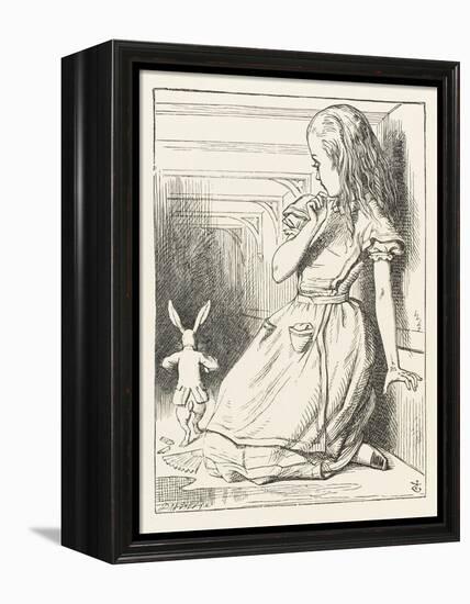 Alice Watches the White Rabbit Disappear Down the Hallway-John Tenniel-Framed Premier Image Canvas