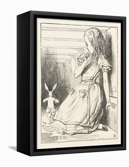 Alice Watches the White Rabbit Disappear Down the Hallway-John Tenniel-Framed Premier Image Canvas