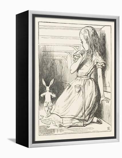 Alice Watches the White Rabbit Disappear Down the Hallway-John Tenniel-Framed Premier Image Canvas