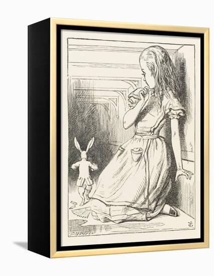 Alice Watches the White Rabbit Disappear Down the Hallway-John Tenniel-Framed Premier Image Canvas