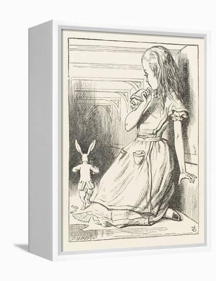 Alice Watches the White Rabbit Disappear Down the Hallway-John Tenniel-Framed Premier Image Canvas