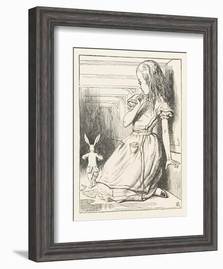 Alice Watches the White Rabbit Disappear Down the Hallway-John Tenniel-Framed Photographic Print