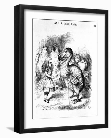 Alice with a Dodo Illustration of the First Edition by Tenniel, 1871 (Engraving)-John Tenniel-Framed Giclee Print