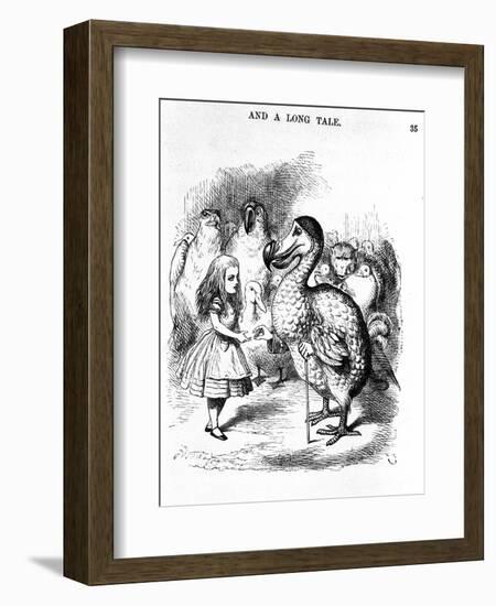 Alice with a Dodo Illustration of the First Edition by Tenniel, 1871 (Engraving)-John Tenniel-Framed Giclee Print