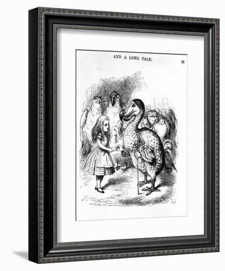 Alice with a Dodo Illustration of the First Edition by Tenniel, 1871 (Engraving)-John Tenniel-Framed Giclee Print