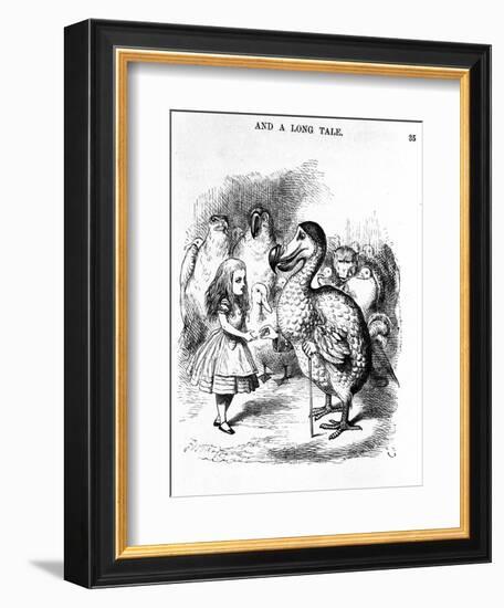 Alice with a Dodo Illustration of the First Edition by Tenniel, 1871 (Engraving)-John Tenniel-Framed Giclee Print