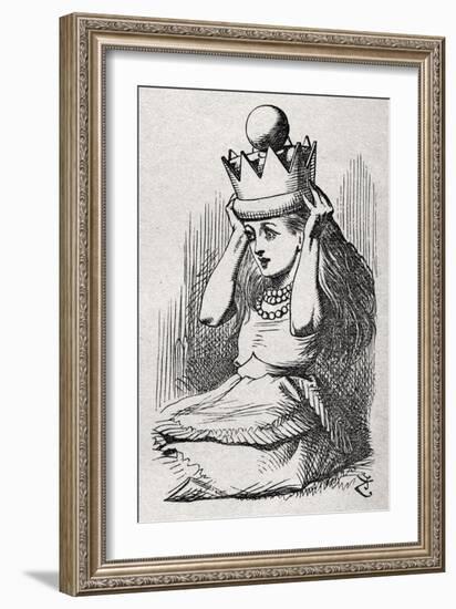 Alice with Queen's Crown-John Tenniel-Framed Giclee Print