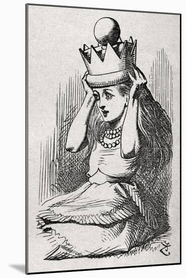 Alice with Queen's Crown-John Tenniel-Mounted Giclee Print