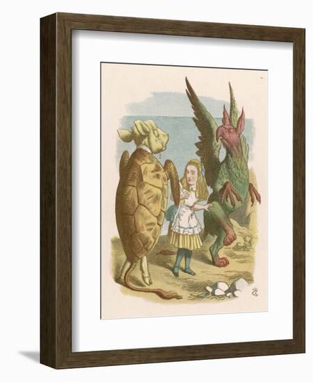 Alice with the Mock Turtle and the Gryphon-John Tenniel-Framed Art Print