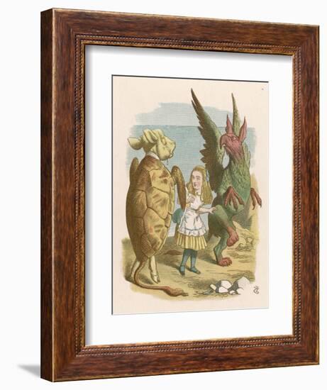 Alice with the Mock Turtle and the Gryphon-John Tenniel-Framed Art Print