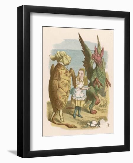 Alice with the Mock Turtle and the Gryphon-John Tenniel-Framed Art Print