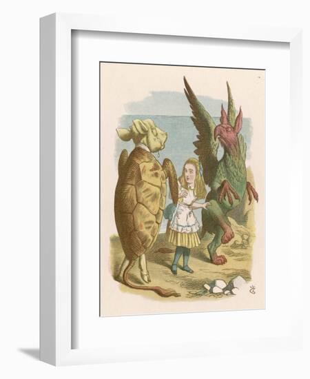 Alice with the Mock Turtle and the Gryphon-John Tenniel-Framed Art Print