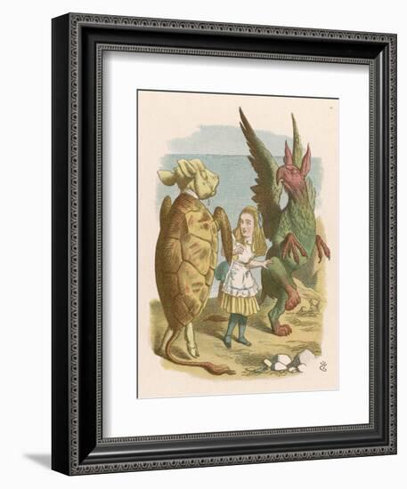 Alice with the Mock Turtle and the Gryphon-John Tenniel-Framed Art Print