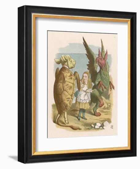 Alice with the Mock Turtle and the Gryphon-John Tenniel-Framed Art Print