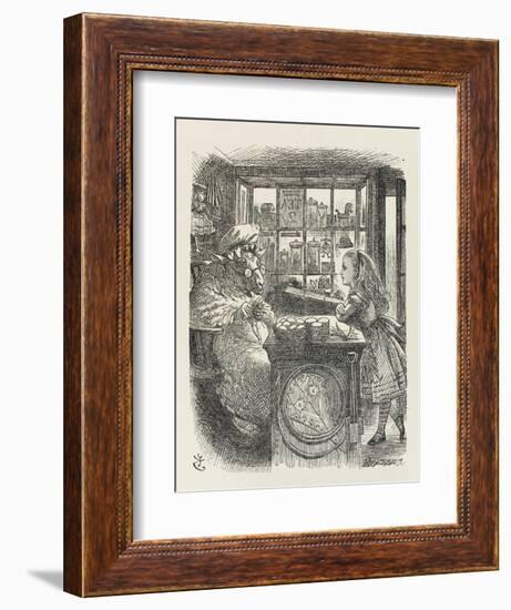 Alice with the Sheep Shopkeeper-John Tenniel-Framed Art Print