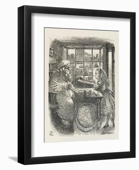 Alice with the Sheep Shopkeeper-John Tenniel-Framed Art Print