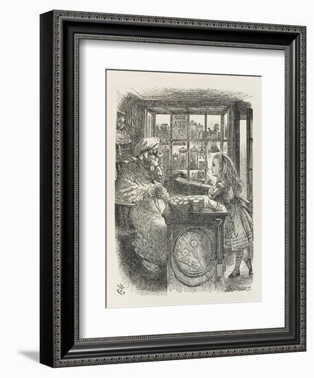 Alice with the Sheep Shopkeeper-John Tenniel-Framed Art Print