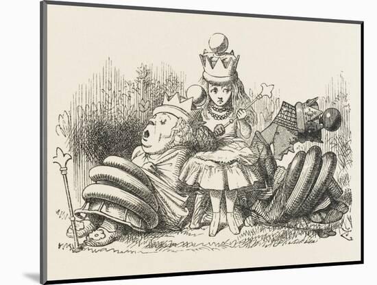 Alice with the Sleeping Queens-John Tenniel-Mounted Photographic Print