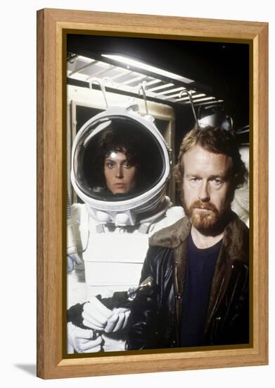 Alien, 1979 directed by Ridley Scott with Ridley Scott with Sigourney Weaver (photo)-null-Framed Stretched Canvas