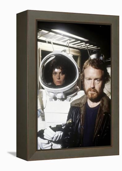 Alien, 1979 directed by Ridley Scott with Ridley Scott with Sigourney Weaver (photo)-null-Framed Stretched Canvas