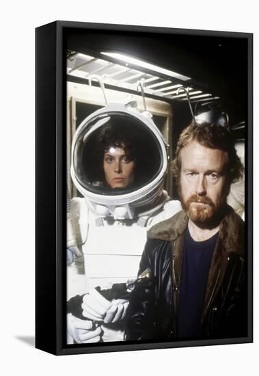 Alien, 1979 directed by Ridley Scott with Ridley Scott with Sigourney Weaver (photo)-null-Framed Stretched Canvas