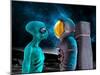 Alien And Astronaut, Artwork-Victor Habbick-Mounted Photographic Print