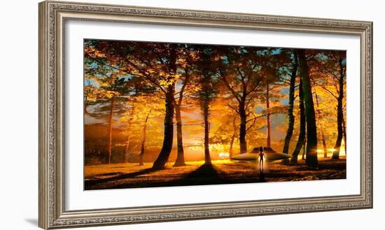 Alien and Ufo in the Forest-null-Framed Photographic Print