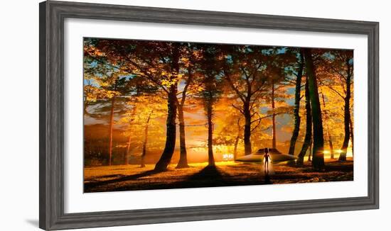 Alien and Ufo in the Forest-null-Framed Photographic Print