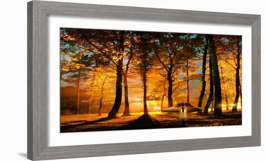 Alien and Ufo in the Forest-null-Framed Photographic Print