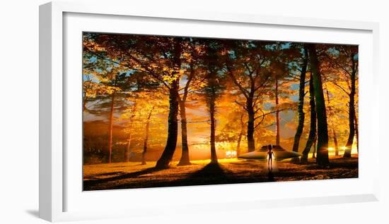 Alien and Ufo in the Forest-null-Framed Photographic Print