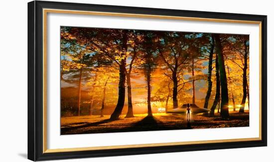 Alien and Ufo in the Forest-null-Framed Photographic Print