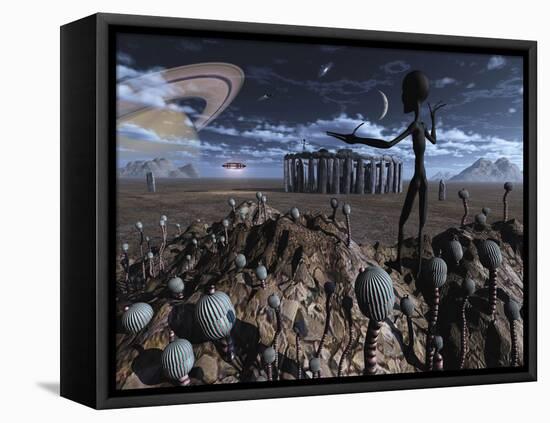 Alien Explorers on an Alien World-Stocktrek Images-Framed Premier Image Canvas