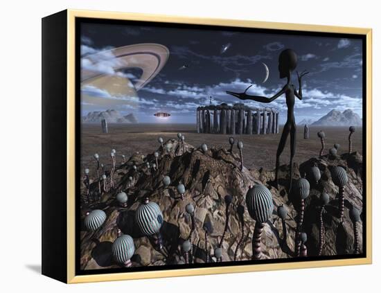 Alien Explorers on an Alien World-Stocktrek Images-Framed Premier Image Canvas